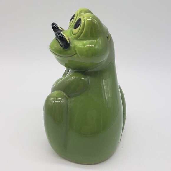 Noritake for Gift Craft MCM 1970s Ceramic Green Frog with Glasses Coin Bank - Picture 6 of 8